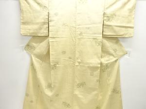 アンティーク　花模様織出し手織り紬着物